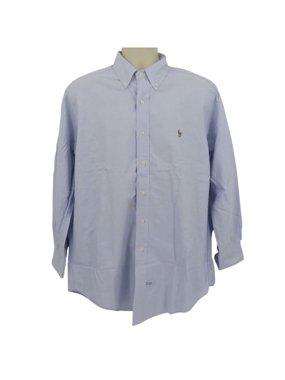 Ralph Lauren Men 16-33 Cotton Blue Button Down Collar Shirt Embroidered Horse